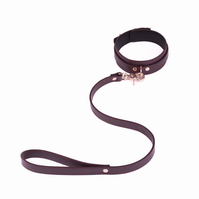 BDSM leather Bondage set collar and medium leather leash 23 scaled