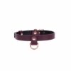 BDSM leather thin collar with two d rings 4