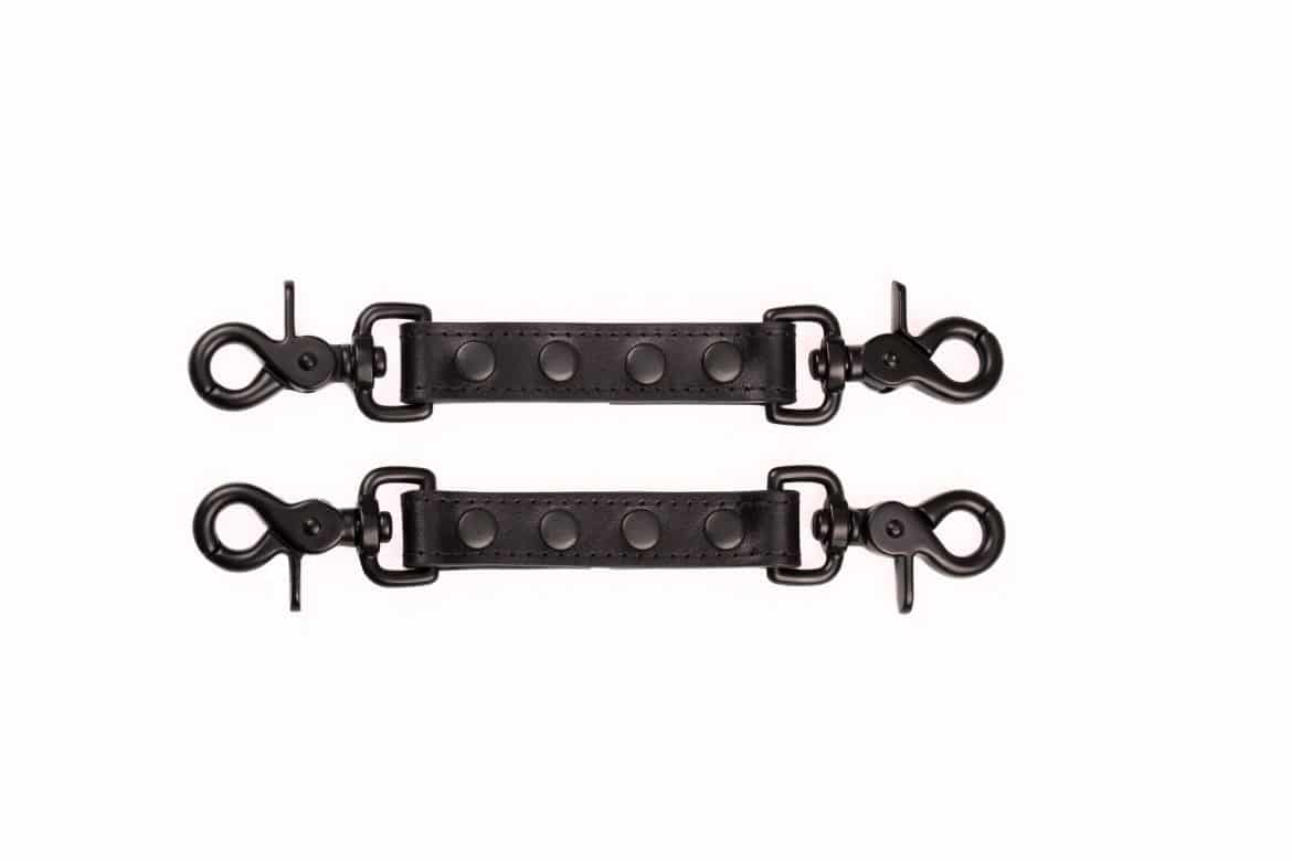 bdsm leather bondage set ankle cuffs thigh cuffs and two medium double fixations 106