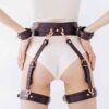 bdsm leather bondage set belt thigh cuffs a pair of garters 13 scaled