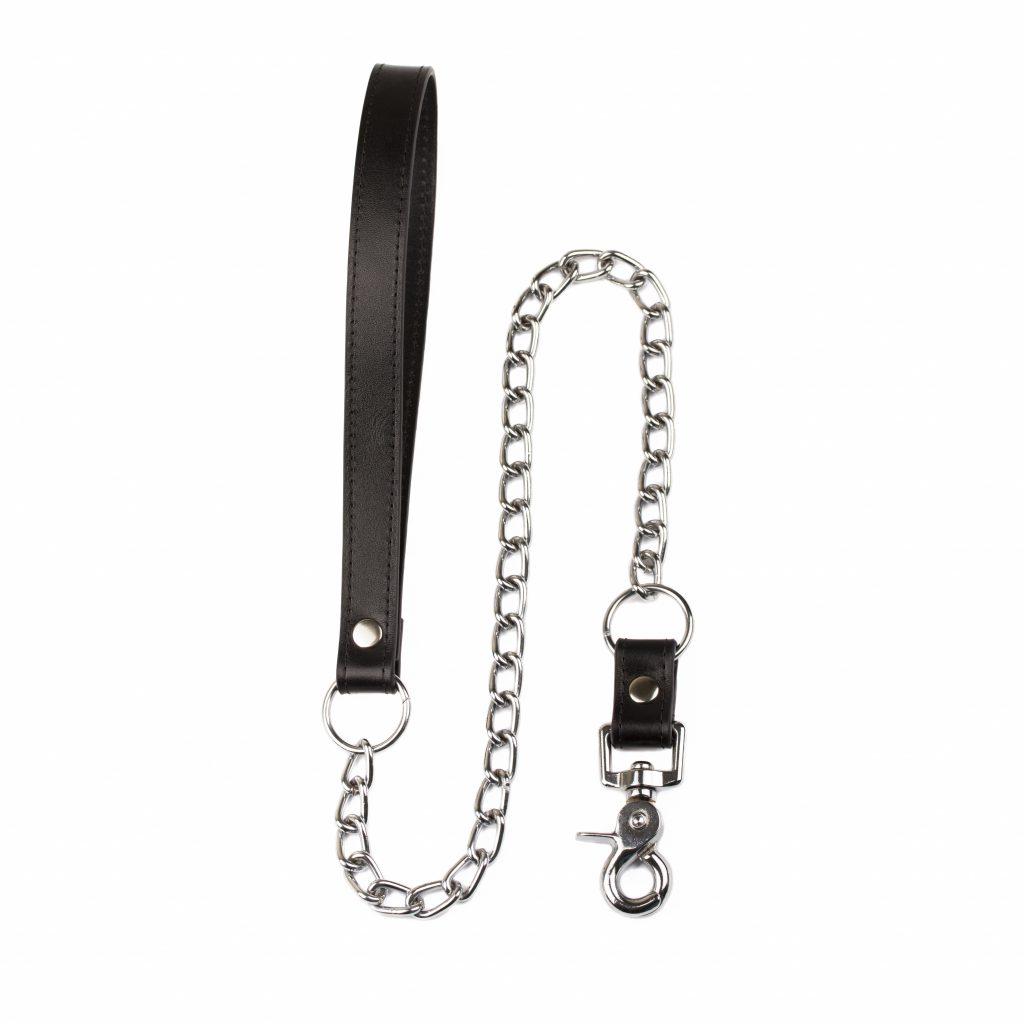bdsm leather bondage set collar and chain leash 141