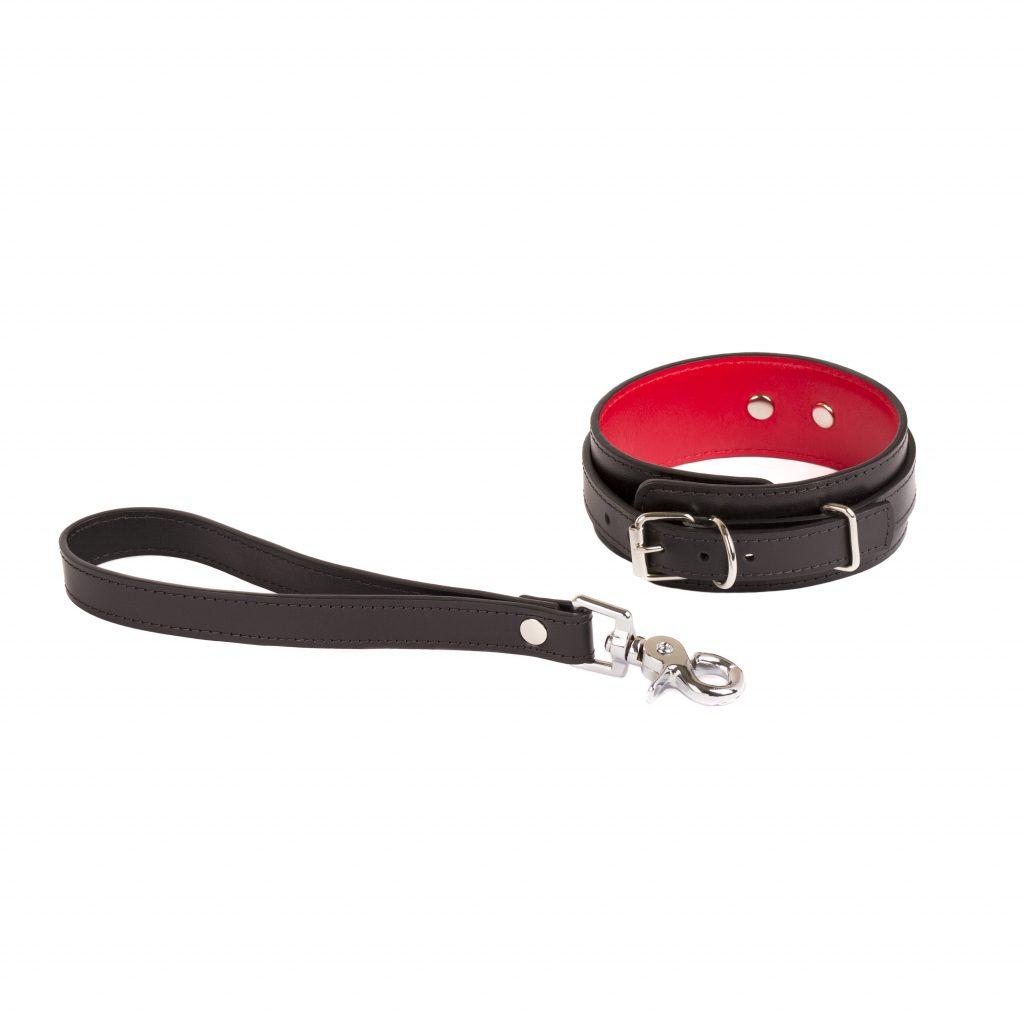bdsm leather bondage set collar and short leather leash 133