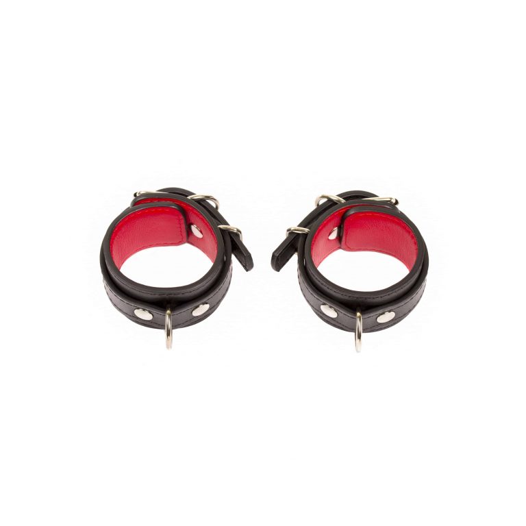 bdsm leather bondage set collar leash handcuffs pair of double fixation6 scaled