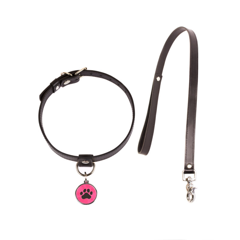 bdsm leather bondage set pet collar and long leather leash 12