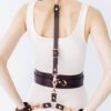 bdsm leather short triple fixation with o ring 4 scaled
