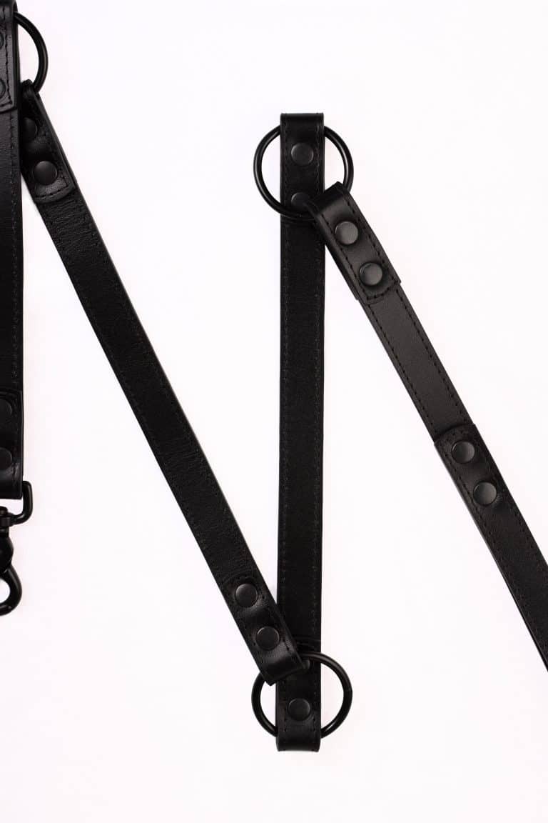 bdsm versatile leather long leash with multiple rings 17